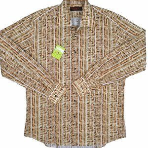 NEW $425 Etro Shirt! e 42 US 16.5 or Large  White With Tan Woven Pattern  ITALY